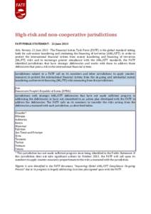 Améliorer la conformité aux normes de LBC/FT dans le monde : un processus permanentoctobre 2012