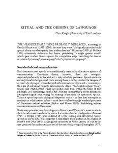 RITUAL AND THE ORIGINS OF LANGUAGE 1 Chris Knight (University of East London)