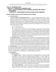 Legal documents / Contract law / Freight forwarder / Logistics / Supply chain management / Cargo / Consignee / Georgia /  Florida /  & Alabama Railway Co. v. Blish Milling Co. / Hague-Visby Rules / Transport / Business / Technology