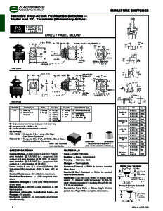 MINIATURE SWITCHES Sensitive Snap-Action Pushbutton Switches — Solder and P.C. Terminals (Momentary Action) PS