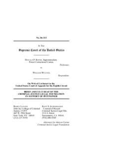 No[removed]IN THE Supreme Court of the United States DONALD P. ROPER, Superintendent,