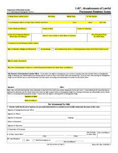 I-407, Abandonment of Lawful Permanent Resident Status