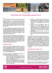 No. 4 – December[removed]Beyond the Limits: Implementing a Resilient Future The publications of Limits to Growth and the first United Nations Conference on the Human Environment in