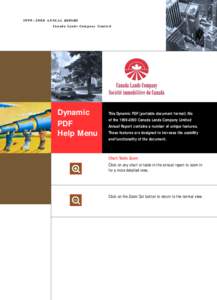 1999–2000 ANNUAL REPORT Canada Lands Company Limited Dynamic PDF Help Menu