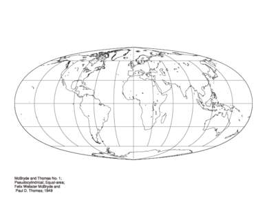 McBryde and Thomas No. 1; Pseudocylindrical; Equal-area; Felix Webster McBryde and Paul D. Thomas; 1949  