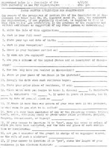 Mississippi Voter Application and Literacy Test ~ 1950s