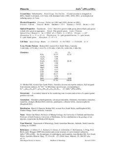 Natural resources / Eosphorite / Plumbogummite / Pleochroism / Broken Hill /  New South Wales / Phosphate minerals / Crystallography / Chemistry