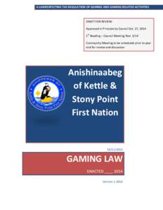 A LAWRESPECTING THE REGULATION OF GAMING AND GAMING RELATED ACTIVITIES  DRAFT FOR REVIEW: Approved in Principle by Council Oct. 27, 2014 1st Reading – Council Meeting Nov[removed]Community Meeting to be scheduled prior t