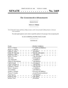 SENATE DOCKET, NO. 1428        FILED ON: [removed]   SENATE  .  .  .  .  .  .  .  .  .  .  .  .  .  .  No. 1469  The Commonwealth of Massachusetts  _______________  PRESENT