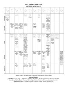 2014 IOWA STATE FAIR CATTLE SCHEDULE MUST BE IN  MAY ARRIVE