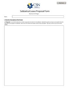 Print Form  Sabbatical Leave Proposal Form Maximum of 4 Pages Name 1. Narrative Description of the Project