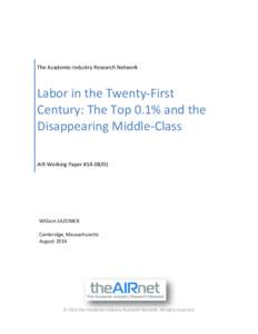 William Lazonick / Economic systems / Economy of Japan / Financialization / Globalization / Unemployment / Capitalism / Employment / Economy of the United States / Economics / Structure / Microeconomics