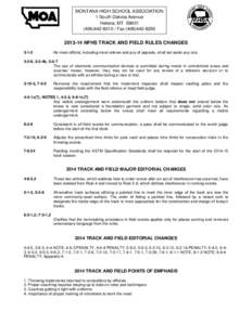 MONTANA HIGH SCHOOL ASSOCIATION 1 South Dakota Avenue Helena, MT[removed][removed]Fax[removed][removed]NFHS TRACK AND FIELD RULES CHANGES