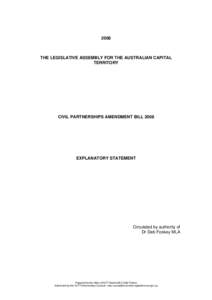 2008  THE LEGISLATIVE ASSEMBLY FOR THE AUSTRALIAN CAPITAL TERRITORY  CIVIL PARTNERSHIPS AMENDMENT BILL 2008