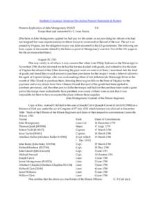 Southern Campaign American Revolution Pension Statements & Rosters Pension Application of John Montgomery R16522 Transcribed and annotated by C. Leon Harris