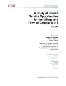 A Study of Shared Service Opportunities for the Village and Town of Cobleskill, NY