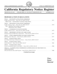 California Regulatory Notice Register 2010, Volume No. 48-Z