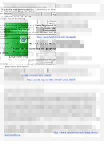 This article was downloaded by: [University of Eastern Finland] On: 07 October 2013, At: 07:04 Publisher: Taylor & Francis Informa Ltd Registered in England and Wales Registered Number: Registered office: Mortime