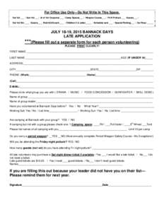 BANNACK DAYS 2001 … VOLUNTEER APPLICATION