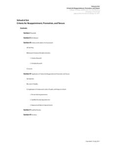 School of Art Criteria for Reappointment, Promotion, and Tenure College of Design, Architecture, Art, and Planning University of Cincinnati Approved by Provost on February 16, 2011