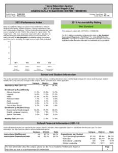 Texas Education AgencySchool Report Card GIVENS EARLY CHILDHOOD CENTERDistrict Name: PARIS ISD Campus Type: Elementary