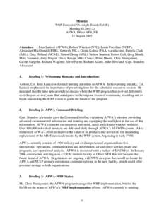 Minutes WRF Executive Oversight Board (ExOB) MeetingAFWA, Offutt AFB, NE 11 August 2005