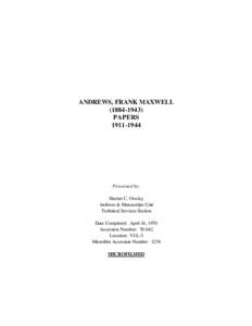 Frank Maxwell Andrews Papers, [removed]