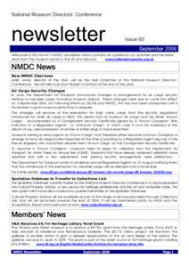 National Museum Directors’ Conference  newsletter Issue 60 September 2006