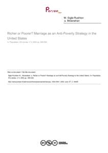 W. Sigle-Rushton .s. Mclanahan Richer or Poorer? Marriage as an Anti-Poverty Strategy in the United States In: Population, 57e année, n°3, 2002 pp[removed].