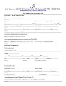 Janie Stone, LAc LLC[removed]SE Washington St Ste[removed]Portland, OR[removed]0230 www.janiestone.com / [removed] REGISTRATION INFORMATION PERSONAL & WORK INFORMATION Date: