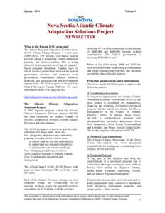January[removed]Volume 1 Nova Scotia Atlantic Climate Adaptation Solutions Project