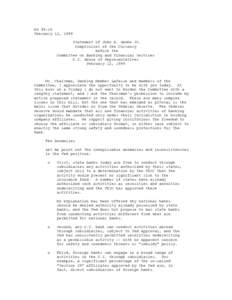 NR[removed]February 12, 1999 Statement of John D. Hawke Jr. Comptroller of the Currency before the Committee on Banking and Financial Services