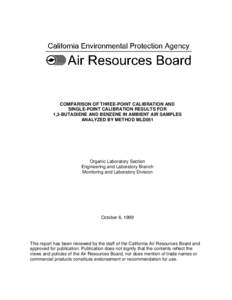 Staff Report: [removed]Comparison Of Three-Point Calibration And Single-Point Calibration Results For 1,3-Butadiene And Benzene In Ambient Air Samples Analyzed By Method MLD051