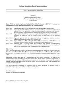 Oxford Neighbourhood Structure Plan Office Consolidation November 2010