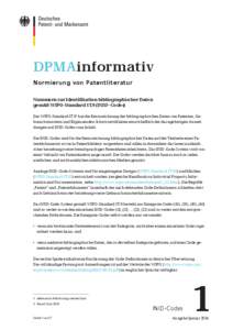 DPMAinformativ - Normierung von Patentliteratur - INID-Codes