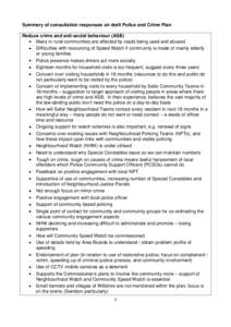 Crime prevention / Criminology / Wiltshire Police / Restorative justice / Neighbourhood Watch / Police / Neighbourhood Policing Team / Domestic violence / Crime statistics / Law enforcement / Ethics / Law