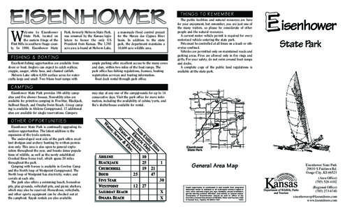 EISENHOWER W elcome to Eisenhower State Park, located on the eastern fringe of the