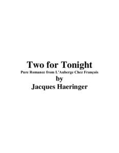 Two for Tonight Pure Romance from L’Auberge Chez François by Jacques Haeringer