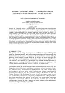 THERMO – HYDROMECHANICAL COMPRESSION OF FAST GROWING POPLAR FROM SHORT TERM PLANTATION