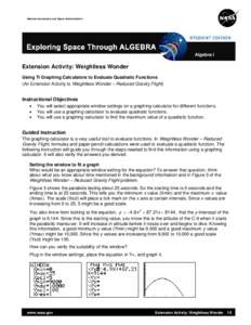 Exploring Space Through Algebra - Student Edition