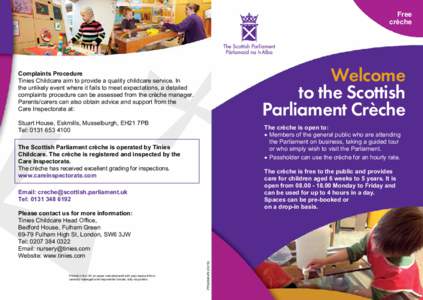 Free crèche Welcome to the Scottish Parliament Crèche