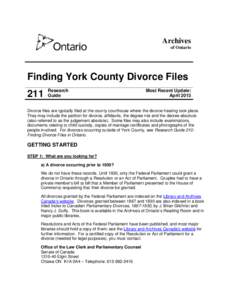 Archives of Ontario Finding York County Divorce Files 211