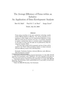 The Average EÆciency of Firms within an Industry: An Application of Data Envelopment Analysis   Bert M. Balk