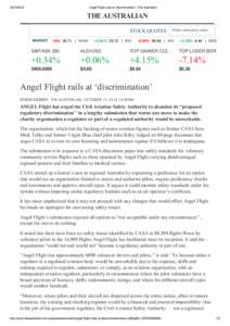 [removed]Angel Flight rails at ‘discrimination’ | The Australian THE AUSTRALIAN STOCK QUOTES