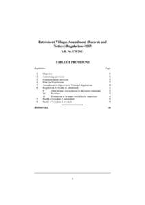 Retirement Villages Amendment (Records and Notices) Regulations 2013