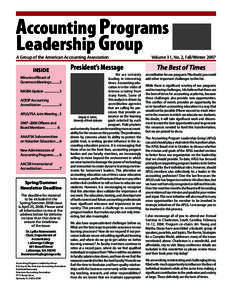 Accounting Programs Leadership Group A Group of the American Accounting Association INSIDE Minutes of Board of