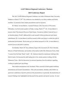 Sport psychology / American Association of State Colleges and Universities / North Central Association of Colleges and Schools / Minnesota State University /  Mankato / Keynote / Geography of Minnesota / Minnesota / Applied psychology