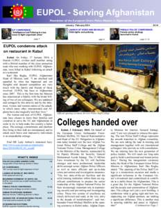 EUPOL - Serving Afghanistan Newsletter of the European Union Police Mission in Afghanistan January - February[removed]