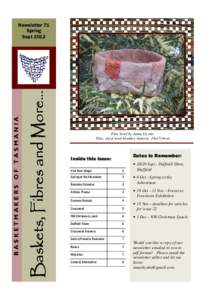 Baskets, Fibres and More...  BASKETMAKERS OF TASMANIA Newsletter 71 Spring