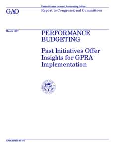 United States General Accounting Office  GAO Report to Congressional Committees